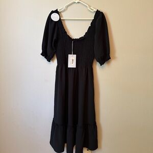 New with tags Hill House nap dress in black crepe.